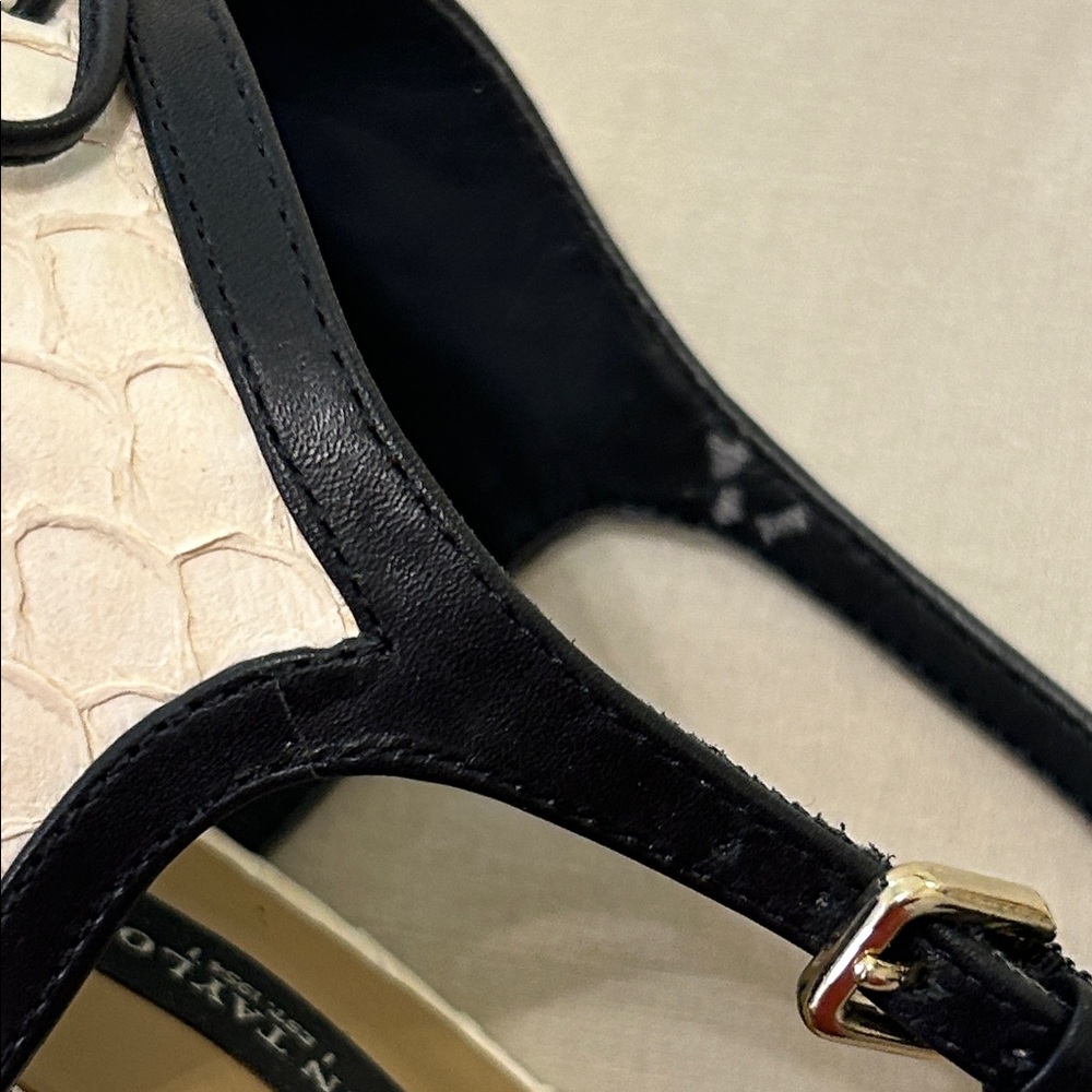 Ann Taylor Shoes Winter White Gwen Lace Up Exotic Heel Sz 9 Black Bow & Tassel - Picture 8 of 10